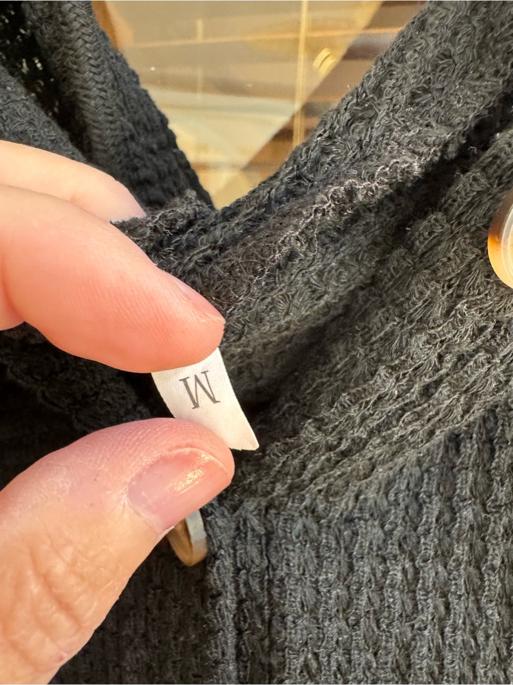 Nike Black Waffle-Knit Hooded Pullover with Button V-Neck - Picture 2 of 4